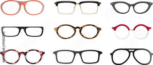 Fotografía Set of realistic eyeglasses frames, EPS 8 vector illustration, no transparencies