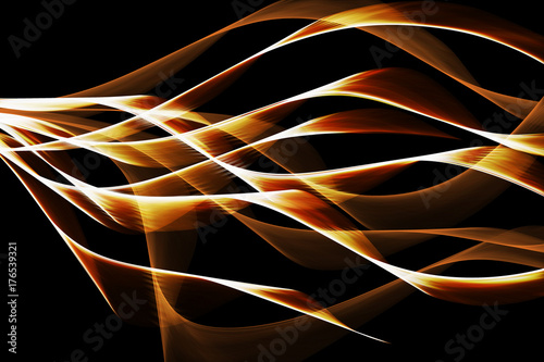 Zdjęcie XXL abstrakcyjne tło z płynących fal świecącego pomarańczowego światła