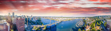 Panoramic Aerial View Of Portland Skyline And Willamette River
