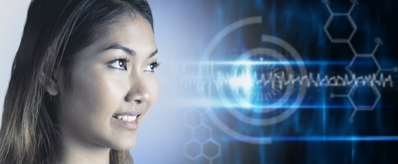 Poster - Composite image of smiling businesswoman looking away