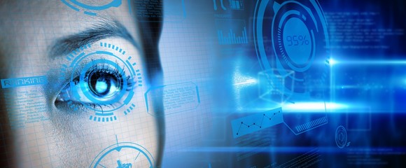 Poster - Composite image of close up view of a businesswoman looking away