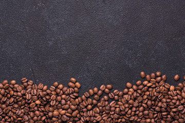 Wall Mural - Coffe beans on black background