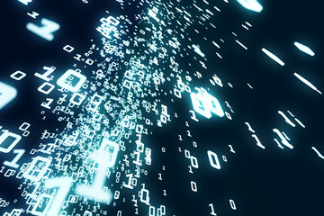 Fototapete - Dark binary code wallpaper