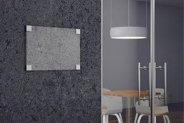 Fototapete - Empty glass banner on dark wall