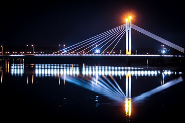 Jätkänkynttilä (Lumberjack Candle) bridge by night. Rovaniemi, Finland.