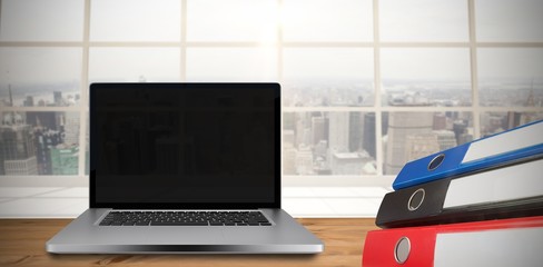 Poster - composite image of desk with laptop