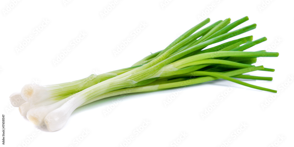 green onion isolated on the white background - obrazy, fototapety, plakaty 