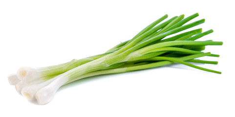 Wall Mural - green onion isolated on the white background