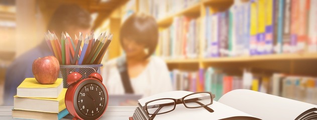 Poster - Composite image of school supplies on desk