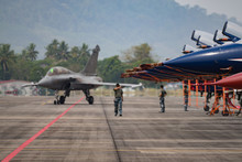Team France Air Force With Aircraft Dassault Rafale A French Twin-engine And Canard Delta Wing During LIMA 2015 In Langkawi, Malaysia.