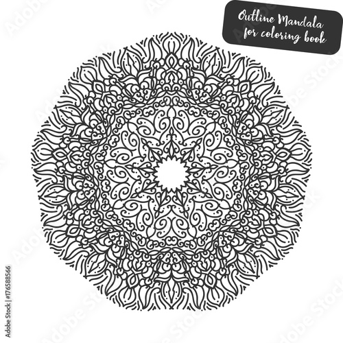 Outline Mandala For Coloring Book Decorative Round Ornament Anti