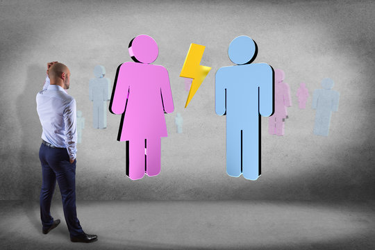 Couple of a man and a woman meeting on the internet - 3D rendering
