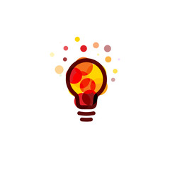 Aufkleber - Lightbulb icon. Creative idea logo design concept. Bright colorful circles, bubbles vector art. Solution for inspiration sign.