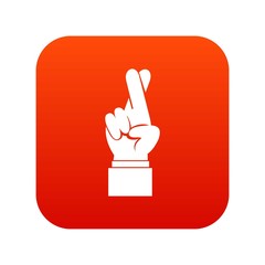 Wall Mural - Fingers crossed icon digital red