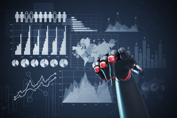 Poster - Red and black robot hand, graphs
