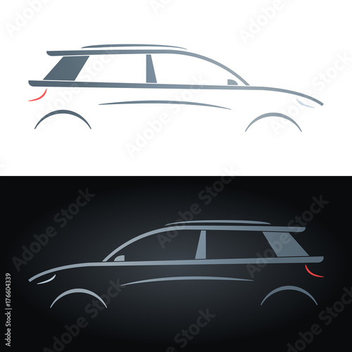 Silhouette Of A Hatchback Concept Car Vector Illustration Buy