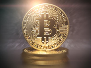 Poster - Bitcoin cryptocurrency golden coin background.