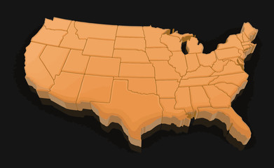Poster - Map of USA. Image with clipping path.