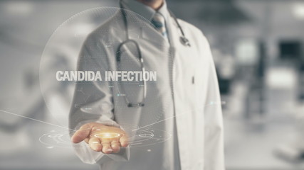 Poster - Doctor holding in hand Candida Infection