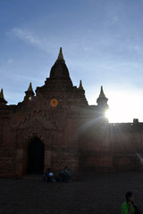 Sunset around temples that scattered in Bagan Archaeological Zone, Myanmar