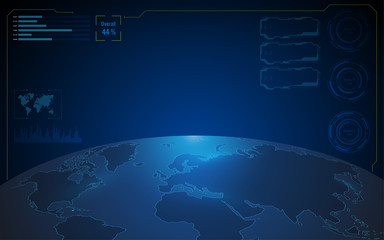 Poster - world map sci fi technology telecommunications concept background