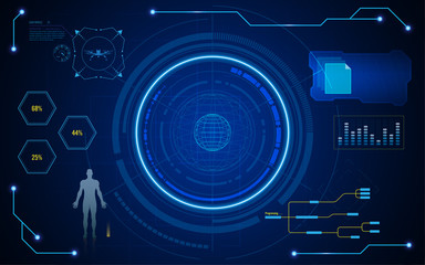 Poster - circle digital hud ui screen virtual tech system concept background