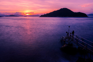 Wall Mural - Sunset at West of Victoria Harbor of Hong Kong