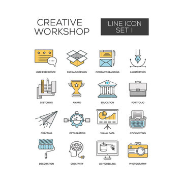 Creative Workshop Colored Line Icon Set