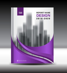 Wall Mural - Annual report brochure flyer template, Purple cover design, business advertisement, magazine ads, catalog vector layout in A4 size