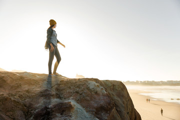 Wall Mural - Woman over the cliff