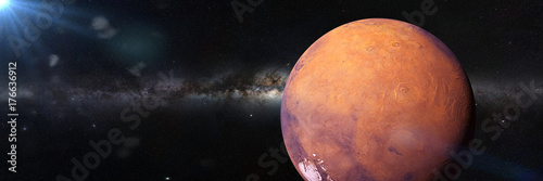 Zdjęcie XXL planeta Mars to piękna galaktyka Drogi Mlecznej i Słońce