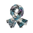 plaid women's scarf isolated on white. Gray, turquoise, purple color