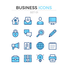 Fototapete - Business icons. Vector line icons set. Premium quality. Simple thin line design. Modern outline symbols, pictograms