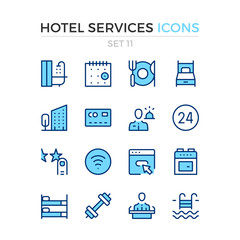 Poster - hotel services icons. vector line icons set. premium quality. simple thin line design. modern outlin