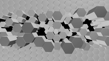 Poster - a cosmic view. A large expansion of hexagons. seamless loop.