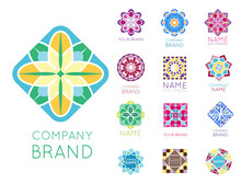 Abstract Triangular Polygonal Shape Kaleidoscope Geometry Company Brand Logo Badge Template Circle Decorative Vector Icon.