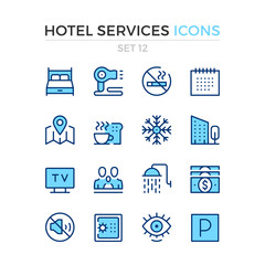 Poster - hotel services icons. vector line icons set. premium quality. simple thin line design. modern outlin