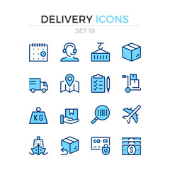 Poster - delivery icons. vector line icons set. premium quality. simple thin line design. modern outline symb