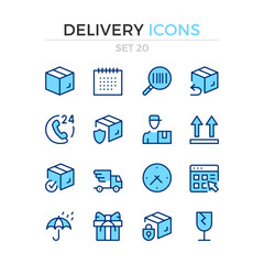 Fototapete - Delivery icons. Vector line icons set. Premium quality. Simple thin line design. Modern outline symbols, pictograms