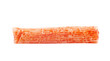 Single red crab stick isolated on the white background.