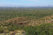 Bird’s eye view of Tucson from Mount Lemmon in Arizona, USA in the Santa Catalina Mountains located in the Coronado National Forest with blue sky copy space.