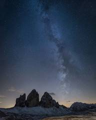 Mountain ridge at the night time in the Italy. Beautiful natural landscape in the night time