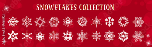 Cuadros en Lienzo White Snowflakes Winter & Merry Christmas Vector Set