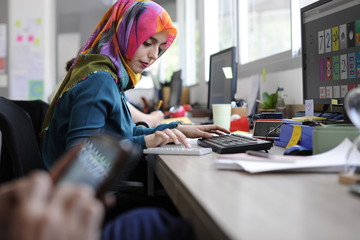 Islamic woman working