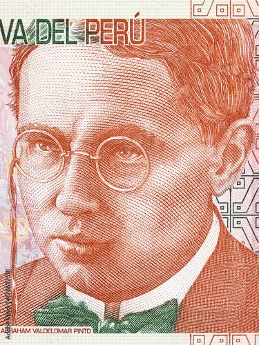 Abraham Valdelomar portrait from Peruvian money Poster