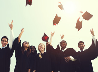 Group of diverse graduating students