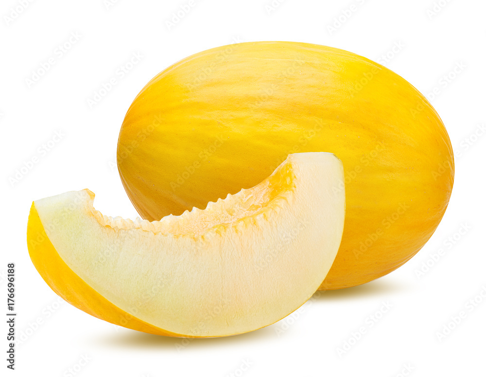 Fresh melon isolated on white background with clipping path - obrazy, fototapety, plakaty 