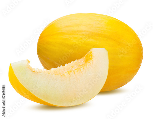 Cuadros en Lienzo Fresh melon isolated on white background with clipping path
