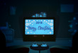 Screen With Empty Chairs, Merry Christmas And Happy New Year Winter Holiday Concept Banner Flat Vector Illustration