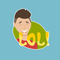 Poster - Lol Sticker Social Media Network Message Badges Design Vector Illustration